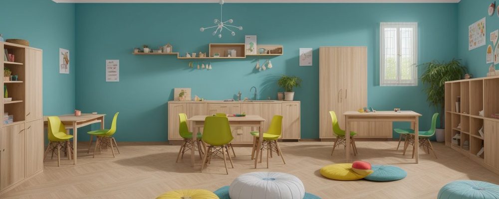 Sala de aula inclusiva com estudantes engajados em atividades para dificuldades de aprendizagem