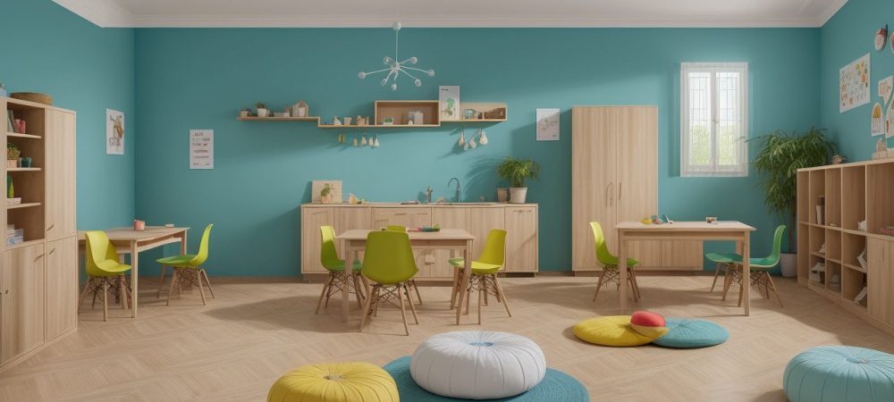 Sala de aula inclusiva com estudantes engajados em atividades para dificuldades de aprendizagem