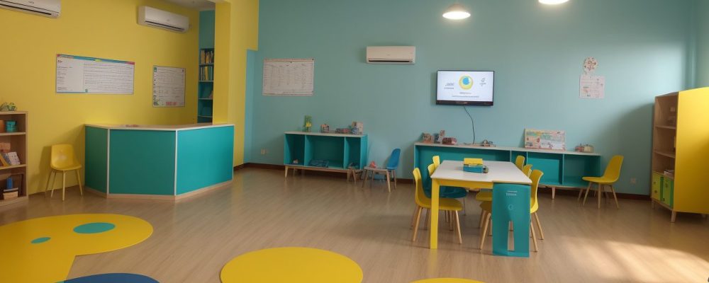 Crianças em sala de aula usando jogos e recursos visuais para superar dificuldades de aprendizagem