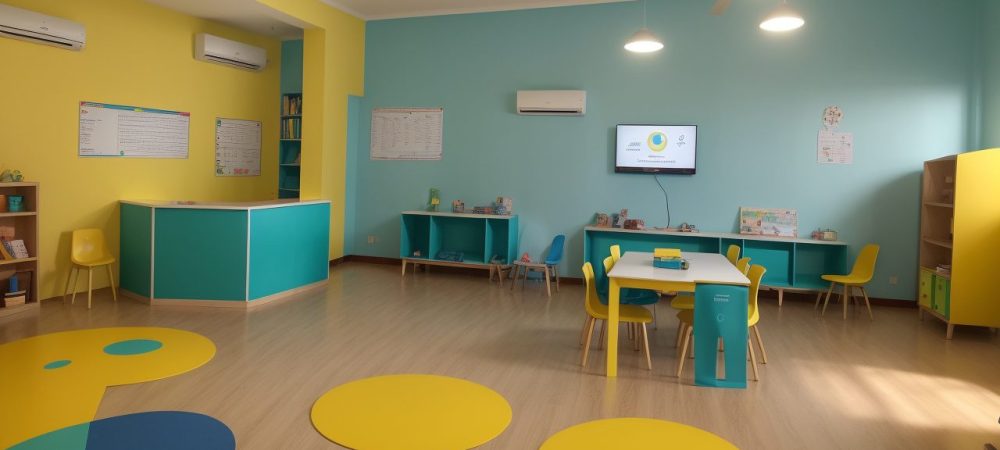 Crianças em sala de aula usando jogos e recursos visuais para superar dificuldades de aprendizagem