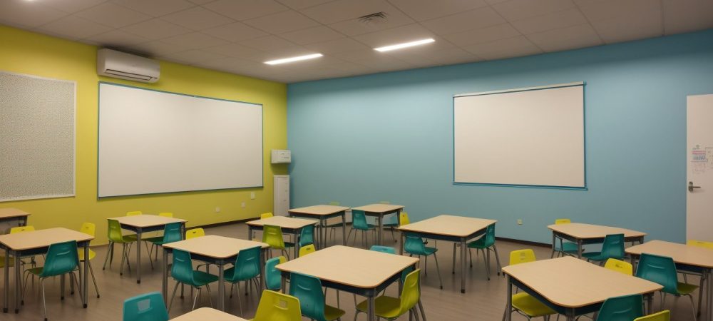 Ambiente educacional com materiais didáticos adaptados para dificuldades de aprendizagem