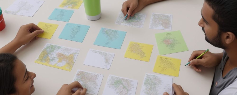 Imagem de dinâmica de grupo em ação, com pessoas interagindo e colaborando para resolver um desafio, demonstrando a importância da dinâmica de grupo para o trabalho em equipe.