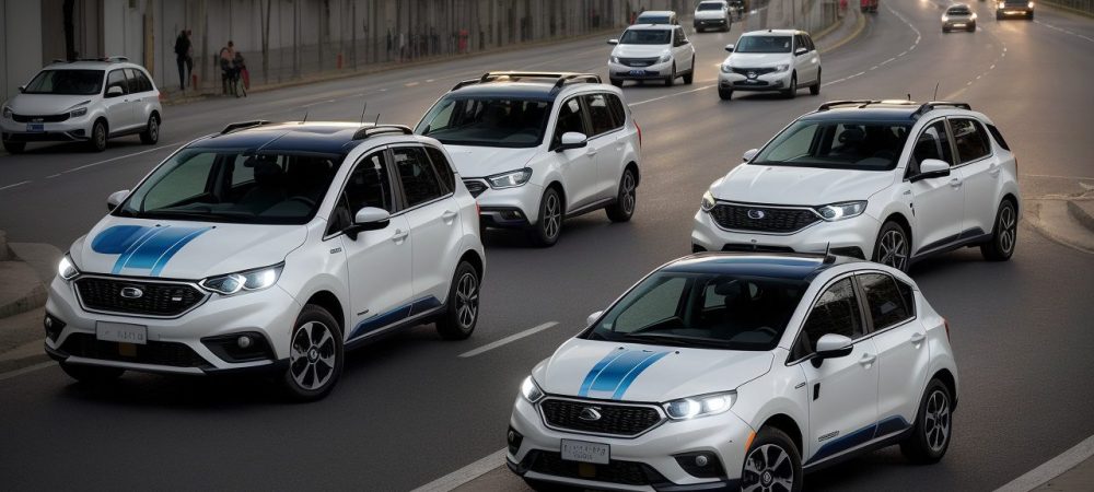 Um motorista atento e calmo em um carro, com visão antecipada de perigos e aplicando os princípios da direção defensiva para garantir a segurança no trânsito, representando a importância da direção defensiva.