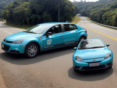 Imagem de um carro em movimento, com foco na direção defensiva, mostrando segurança e prevenção de acidentes no trânsito.