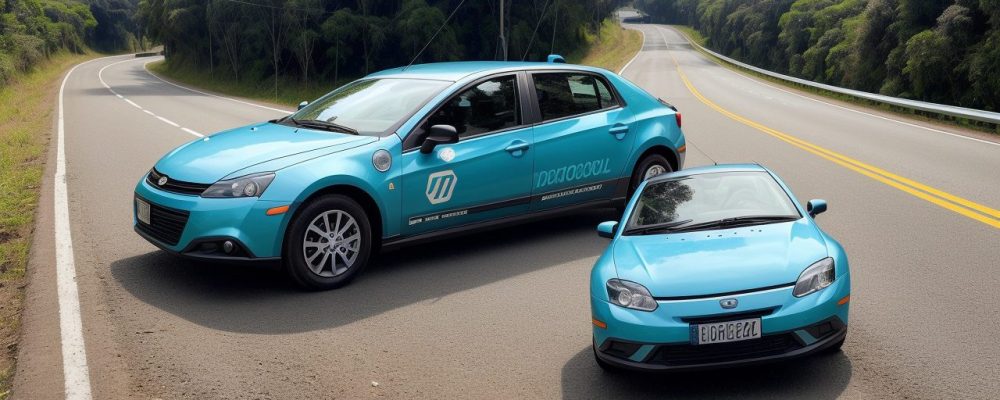 Imagem de um carro em movimento, com foco na direção defensiva, mostrando segurança e prevenção de acidentes no trânsito.