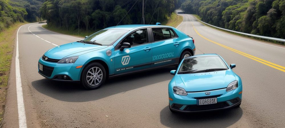 Imagem de um carro em movimento, com foco na direção defensiva, mostrando segurança e prevenção de acidentes no trânsito.