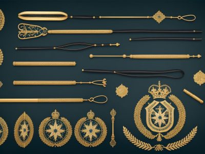 Ilustração sobre direito administrativo sancionador, com símbolos de leis e balanças da justiça, representando sanções administrativas e princípios como legalidade.