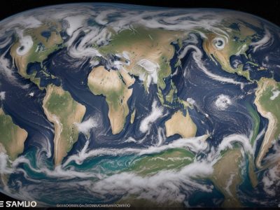 Ilustração conceitual sobre o direito internacional público, mostrando tratados, mapas e símbolos de justiça, com foco em questões como direitos humanos e comércio internacional.