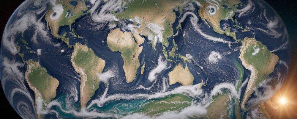 Ilustração conceitual sobre o direito internacional público, mostrando tratados, mapas e símbolos de justiça, com foco em questões como direitos humanos e comércio internacional.