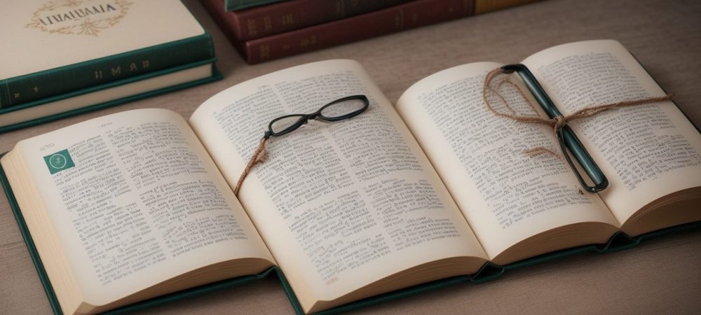 Ilustração de um livro aberto com o título Direitos Autorais e ícones representando propriedade intelectual, como um cadeado e uma caneta, em um fundo que simula um escritório moderno.