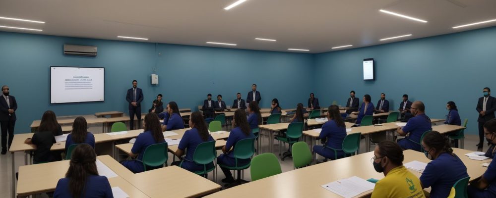 Profissionais discutindo sobre os direitos da criança em ambiente de formação sobre políticas públicas