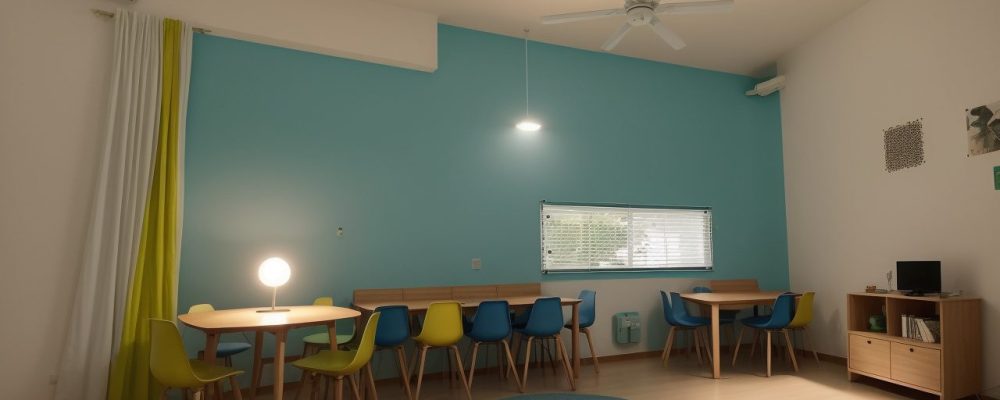 Um diretor escolar certificado liderando em uma sala de aula moderna e engajadora, focando em gestão e qualidade educacional.