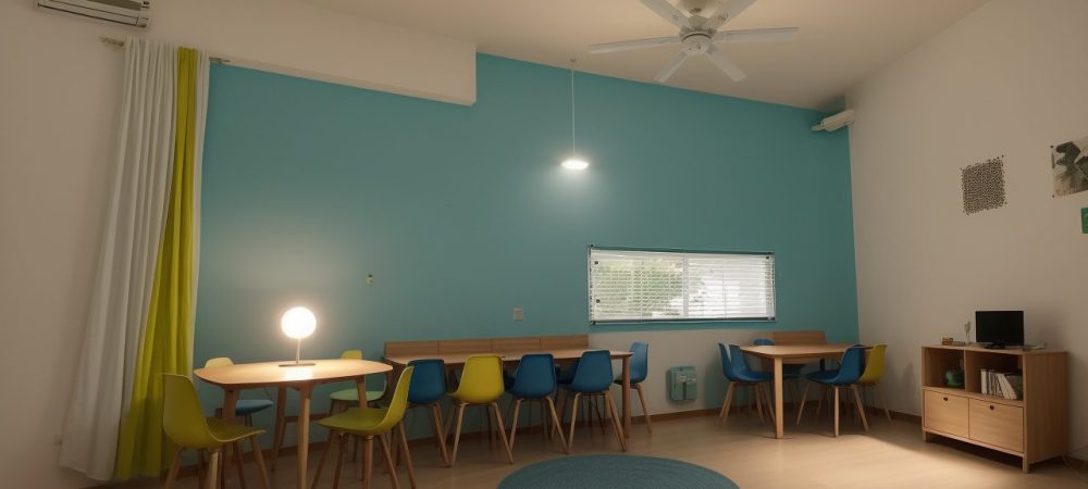 Um diretor escolar certificado liderando em uma sala de aula moderna e engajadora, focando em gestão e qualidade educacional.