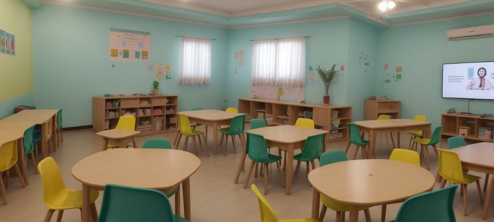 Crianças e educadores em um ambiente acolhedor, aplicando a disciplina positiva para promover o aprendizado e o desenvolvimento socioemocional.