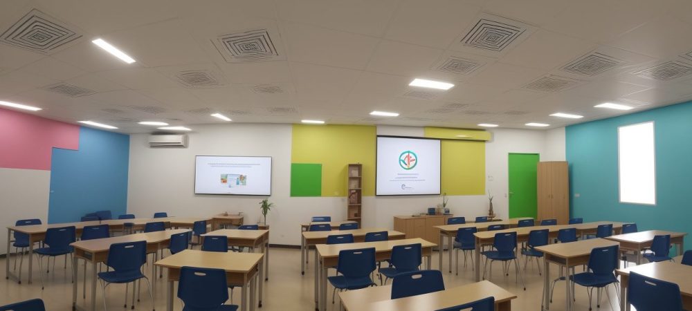 Educadores explorando metodologias ativas e curso online de docência em sala de aula moderna e colaborativa.