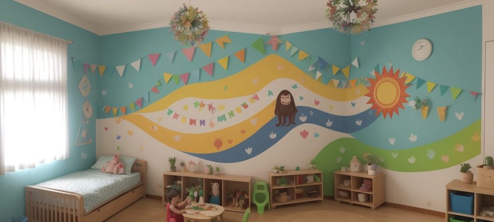 ECA nas Escolas: Professores e Alunos em um Ambiente Seguro Ilustração de um professor interagindo com alunos em sala de aula, com foco no Estatuto da Criança e do Adolescente (ECA) e um ambiente escolar seguro e acolhedor.