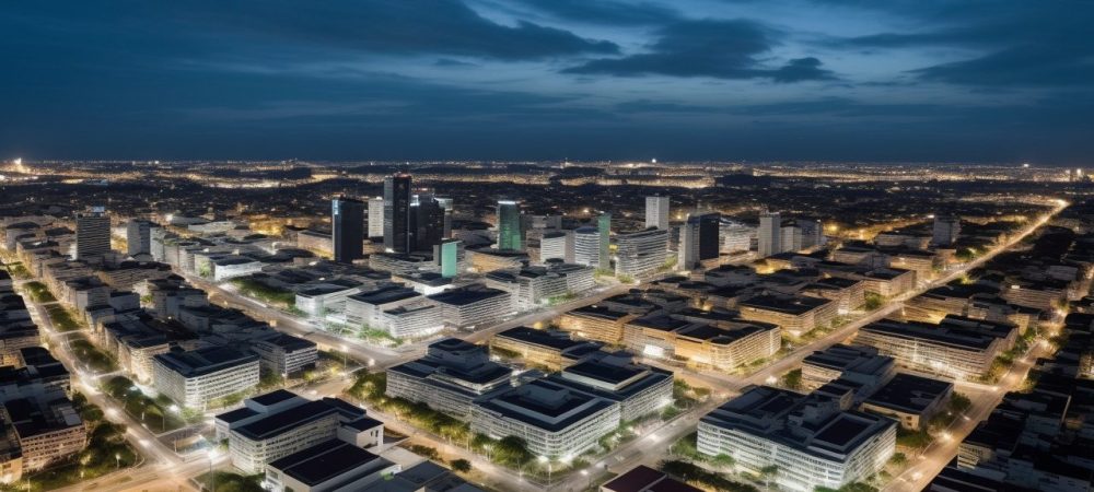 Representação visual da economia no setor público, com foco em curso online e oportunidades para servidores.