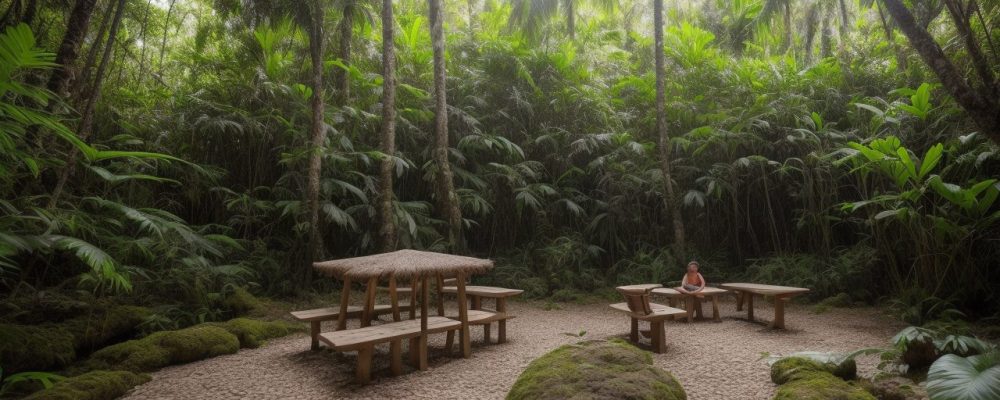 Ecoturismo: Cena de guia ensinando sobre turismo sustentável em área preservada