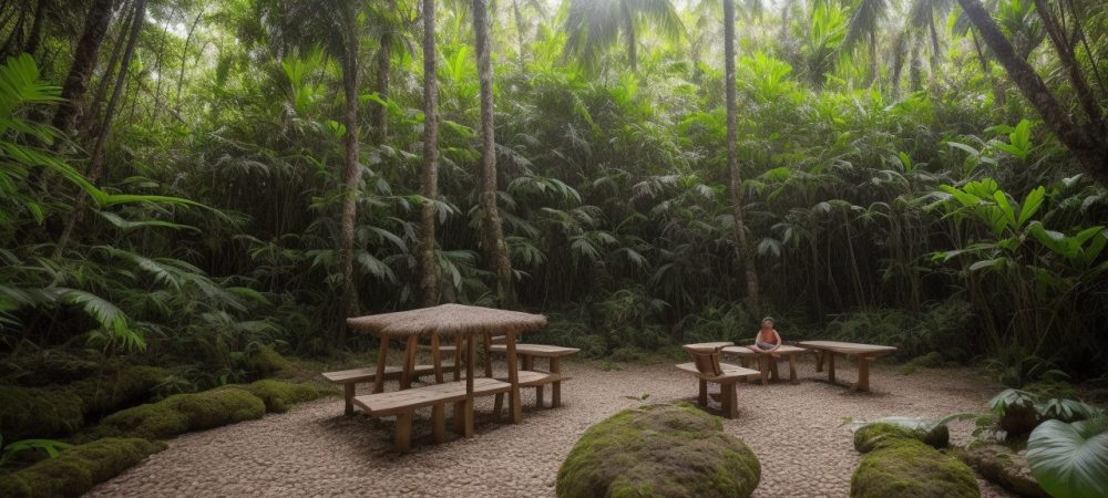 Ecoturismo: Cena de guia ensinando sobre turismo sustentável em área preservada