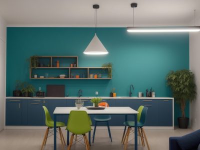 Ilustração de educação 4.0 com inteligência artificial e alunos interagindo em sala de aula moderna, representando o futuro do aprendizado.