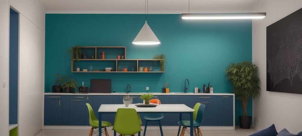 Ilustração de educação 4.0 com inteligência artificial e alunos interagindo em sala de aula moderna, representando o futuro do aprendizado.