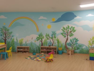 Crianças envolvidas em atividades de educação artística, expressando criatividade e aprendizado por meio da arte na escola