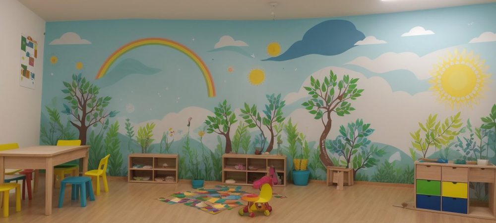 Crianças envolvidas em atividades de educação artística, expressando criatividade e aprendizado por meio da arte na escola