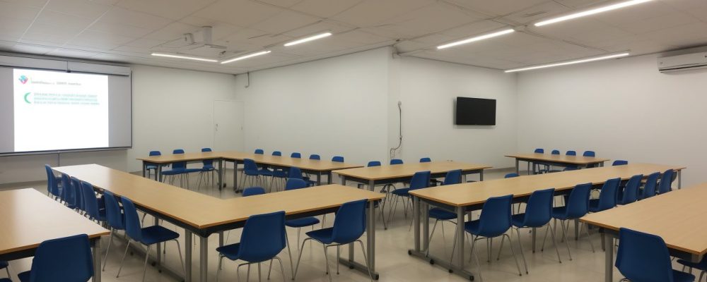 Sala de aula vibrante com alunos engajados em projetos de educação cidadã, promovendo a participação social e o aprendizado sobre direitos humanos.