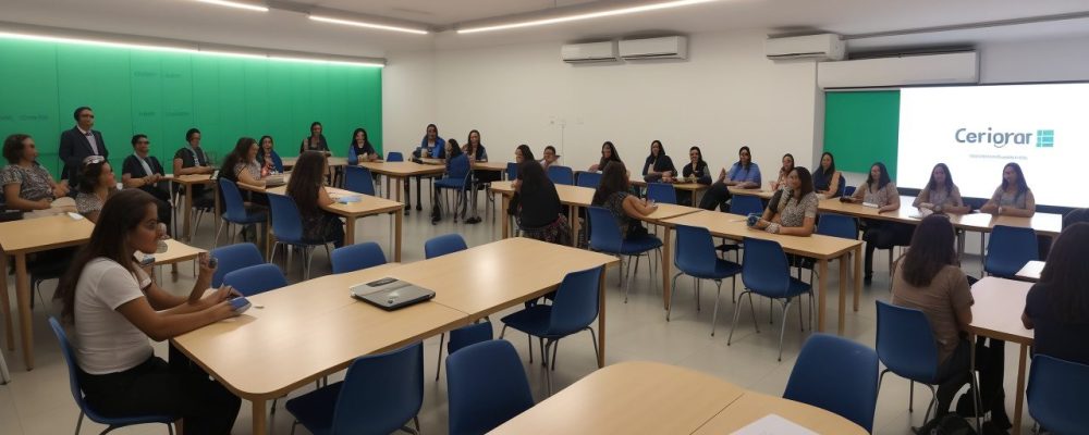 Servidores públicos em treinamento de educação corporativa, com foco em capacitação e melhoria contínua para um serviço eficiente.
