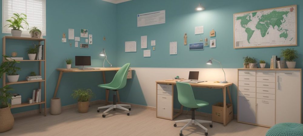 Alunos engajados em projeto de educação empreendedora em sala de aula, com foco em inovação e colaboração