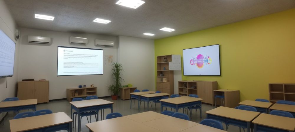 Imagem de educação empreendedora mostrando atividades criativas e alunos engajados no ensino fundamental e médio.