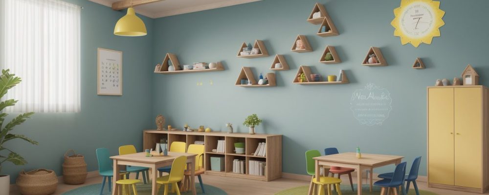 Crianças em sala de aula inclusiva, com recursos visuais e professor adaptando o currículo de educação especial