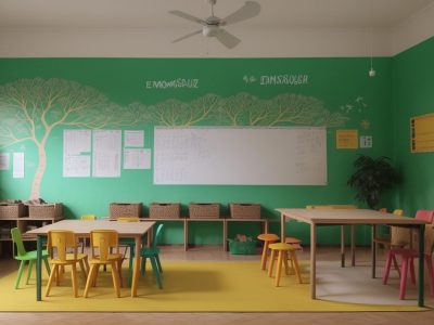 Imagem ilustrativa de educação financeira mostrando alunos aprendendo sobre orçamento pessoal e consumo consciente em sala de aula.