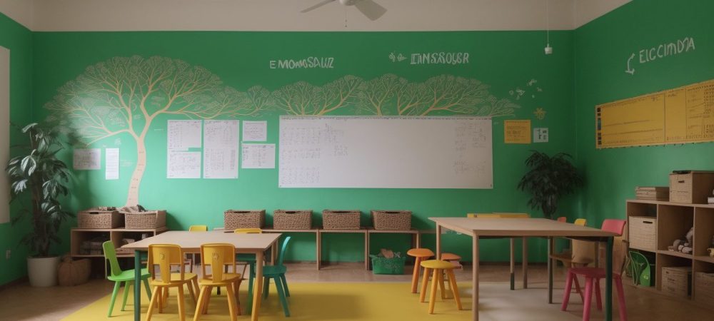 Educação Financeira: Alunos Aprendendo sobre Orçamento e Consumo Consciente Imagem ilustrativa de educação financeira mostrando alunos aprendendo sobre orçamento pessoal e consumo consciente em sala de aula.