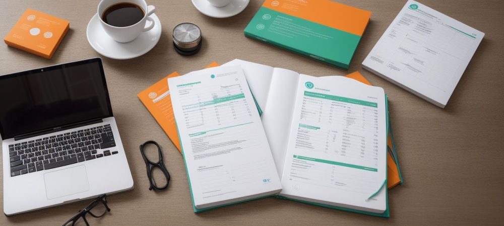 Imagem que ilustra planejamento financeiro e orçamento pessoal, com gráficos e notas para educação financeira