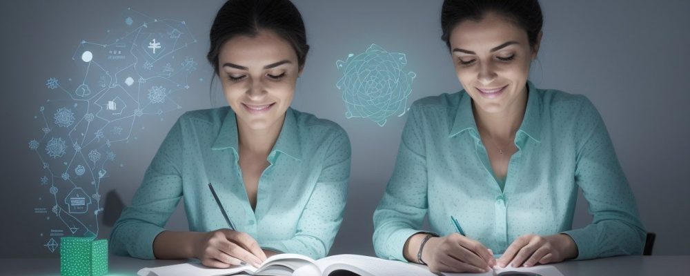 Ilustração de uma pessoa organizando finanças pessoais com planilha de orçamento e gráficos, representando educação financeira e planejamento.