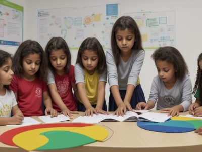 Ilustração mostrando cidadãos envolvidos em atividades de educação fiscal, com foco em transparência e cidadania