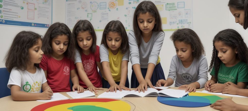Ilustração mostrando cidadãos envolvidos em atividades de educação fiscal, com foco em transparência e cidadania