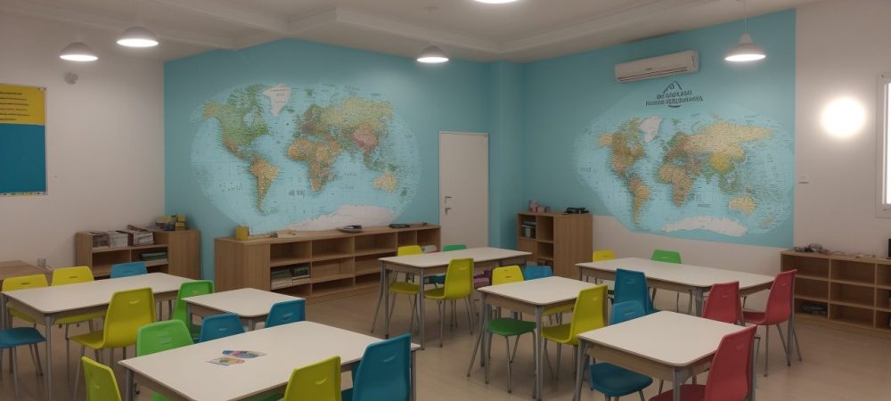Representação visual da educação fiscal, mostrando cidadãos engajados aprendendo sobre impostos e gestão pública, com materiais didáticos e um ambiente de aprendizado colaborativo.