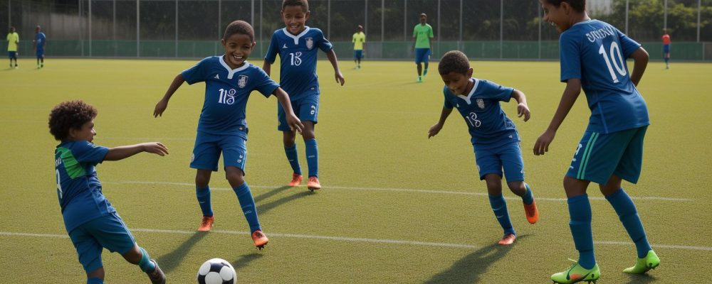 Crianças praticando atividades de educação física no ensino fundamental, promovendo saúde e socialização