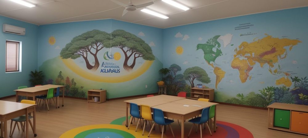 Professor especializado em educação especial trabalhando em sala de aula com alunos, promovendo a educação inclusiva e o desenvolvimento de alunos com necessidades especiais.