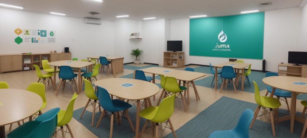 Alunos colaborando em sala de aula com ferramentas digitais e práticas pedagógicas inclusivas para educação especial.