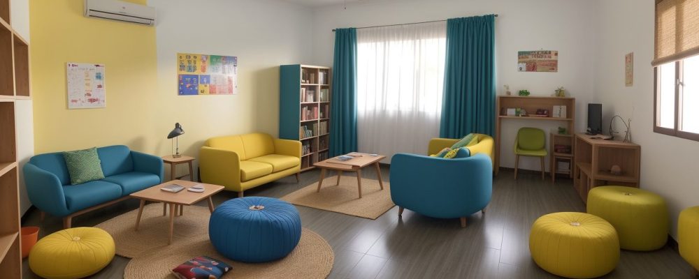 Sala de aula vibrante com alunos colaborando em práticas pedagógicas inclusivas.