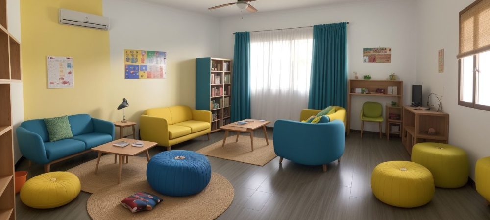 Sala de aula vibrante com alunos colaborando em práticas pedagógicas inclusivas.