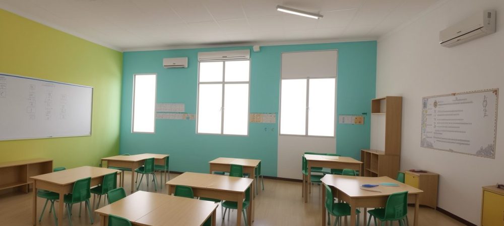Crianças aprendendo em um ambiente de educação integral com atividades dinâmicas e um currículo integrado, em sala de aula