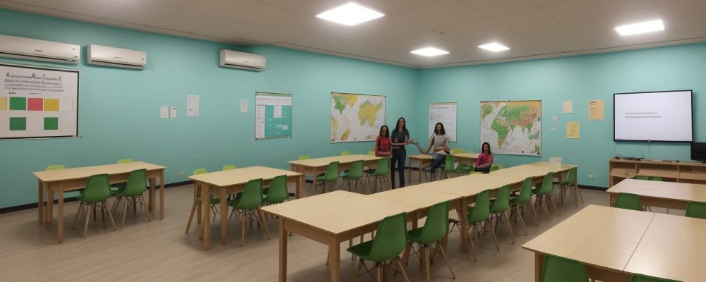 Crianças engajadas em atividades de educação integral, com foco em aprendizado colaborativo e desenvolvimento integral do aluno