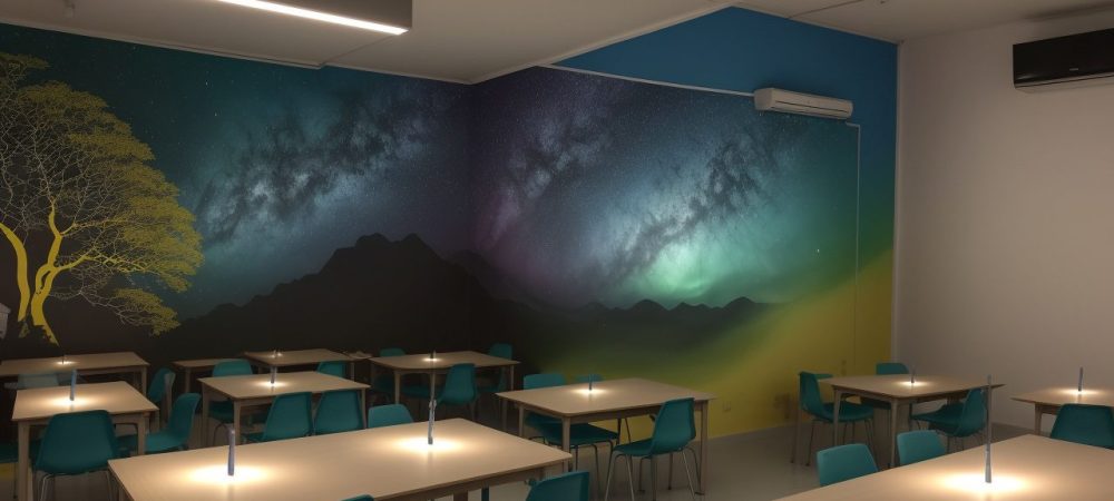 Imagem de sala de aula com alunos engajados em atividades de educação integral e ensino integrado, com foco em currículo e educação em tempo integral.