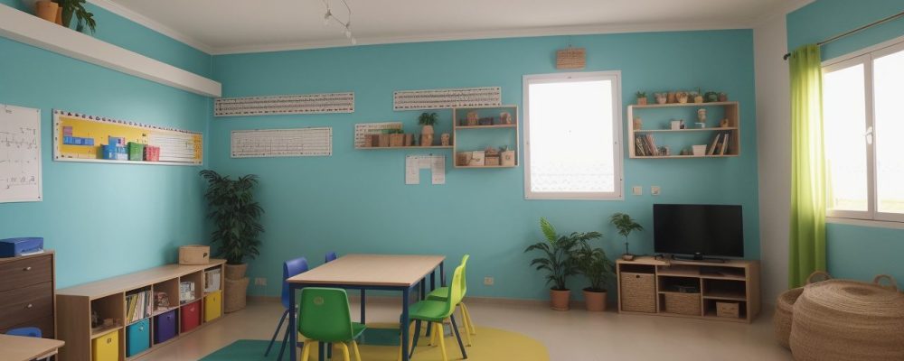 Crianças em sala de aula com ensino integrado, com atividades diversas e aprendizado colaborativo sobre educação integral