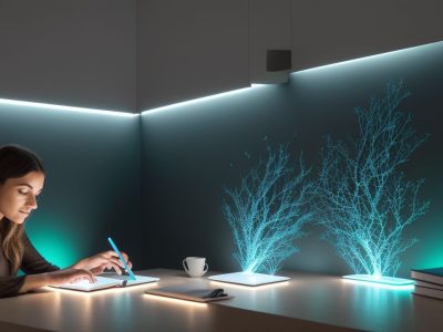 Ilustração de educação online com alunos estudando em dispositivos, representando curso online para servidores públicos e flexibilidade no aprendizado.