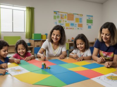 Crianças aprendendo em sala de aula, desenvolvendo pensamento crítico e criatividade através da Educação Para o Pensar.